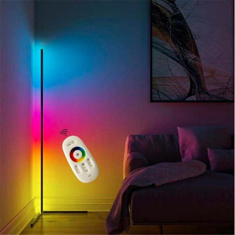 Diminement de lampe de plancher blanc noir moderne RVB Remote LED lumières debout éclairage debout d'angle simple