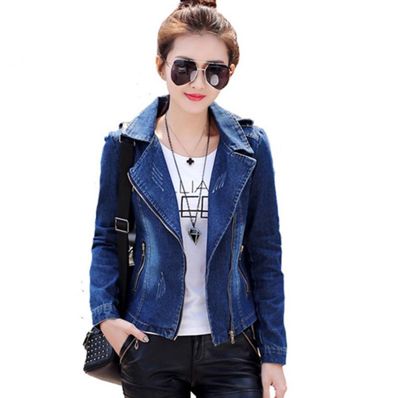 

Women Denim Jackets 2020 Spring Autumn Arrival Fashion Ladies Zipper Jeans Parkas Denim Coat Casual Girl Lovely jean Tops QH1165, Photo color