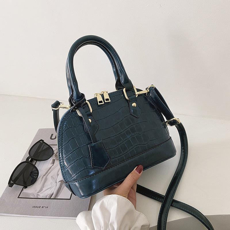 

Women's bag 2021 European and American fashion stone pattern portable retro net red Single Shoulder Messenger Bag, Black