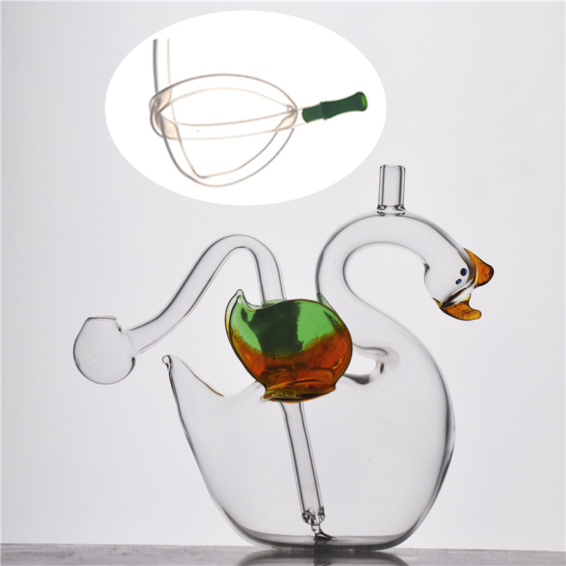 

Beautiful Swan10mm Mini Glass Oil Burner Water Bong for smoking Ash Catcher Hookah Pipe with glass oil burner pipe and silicone tube