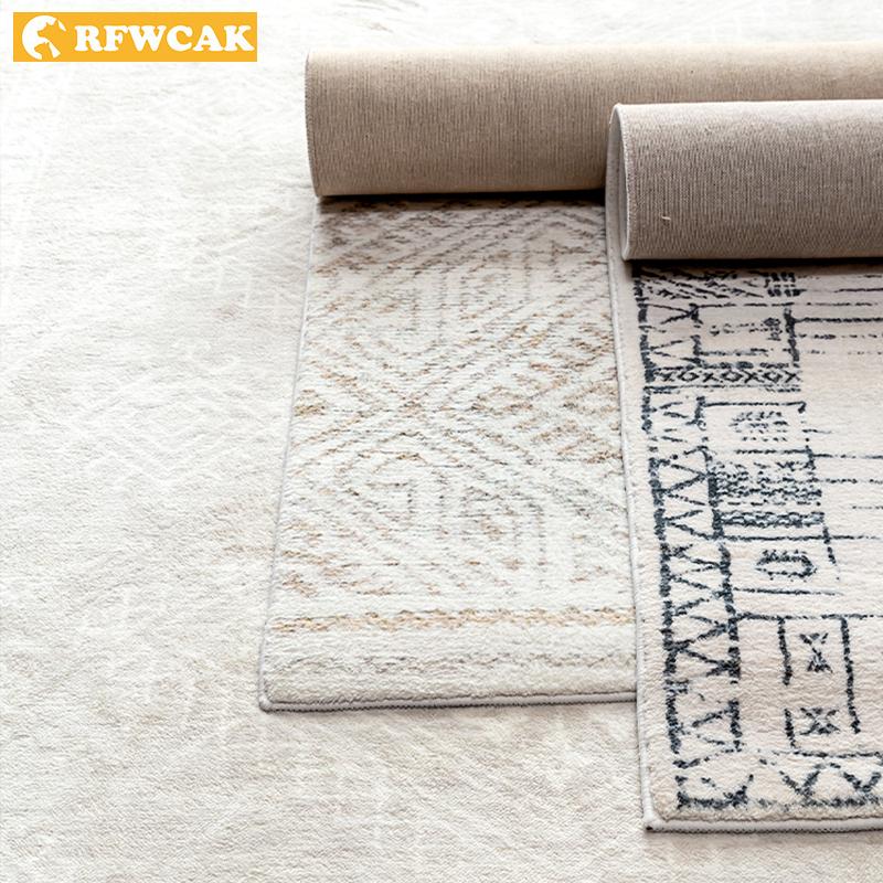 

Nordic Soft Carpet Moroccan Black And White Geometric Net Red Non-slip Living Room Mat Coffee Table Painting Bedroom Bedside, Blk-02