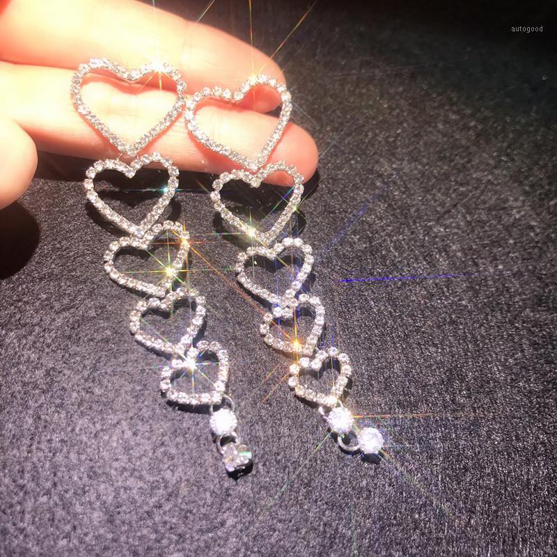 

Dangle & Chandelier FYUAN Long Tassel Crystal Drop Earrings For Women Shiny Hear Rhinestone Weddings Bride Jewelry Gifts1