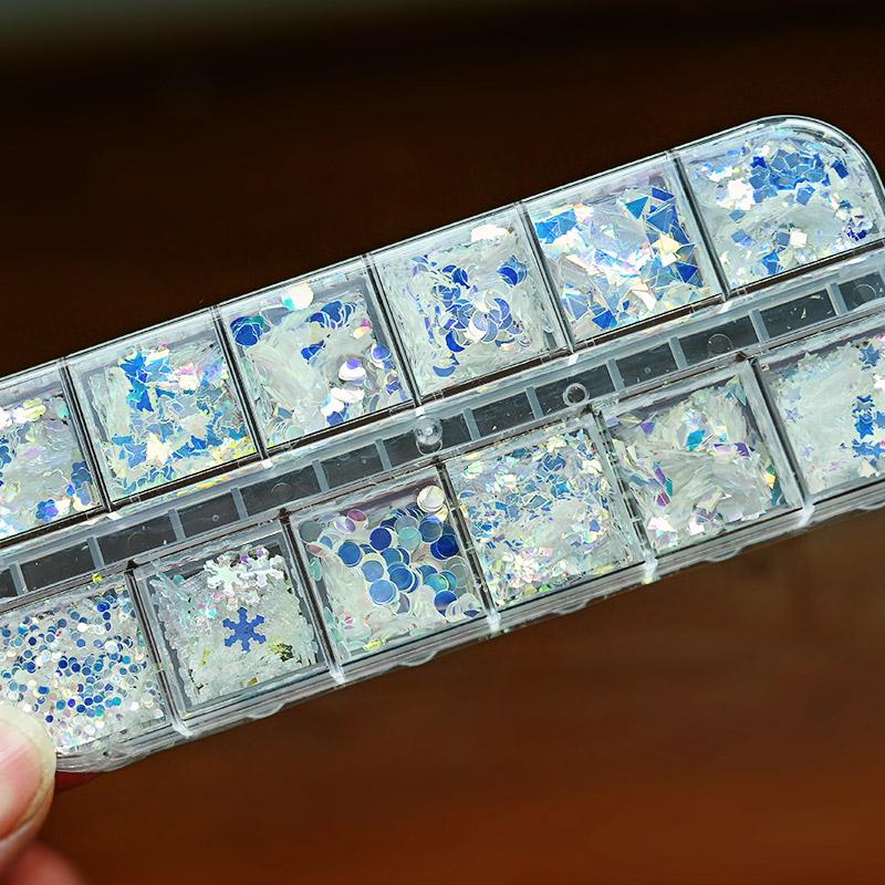 

1Box Nail Sequin Glitter Snowflake Christmas Number Glitter Laser Transparent AB For Nail Decoration PH115-PH116