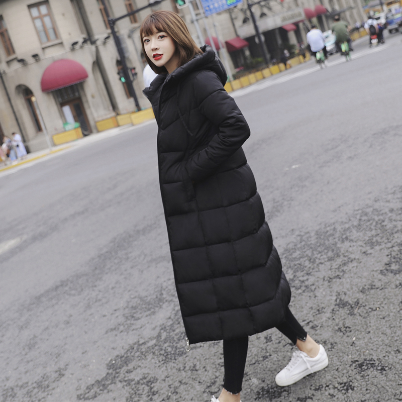 

Long with hood thicken thin hot down coats casual women solid pockets Winter cotton outwear feminine plus size jacket 8R2F, Yalow