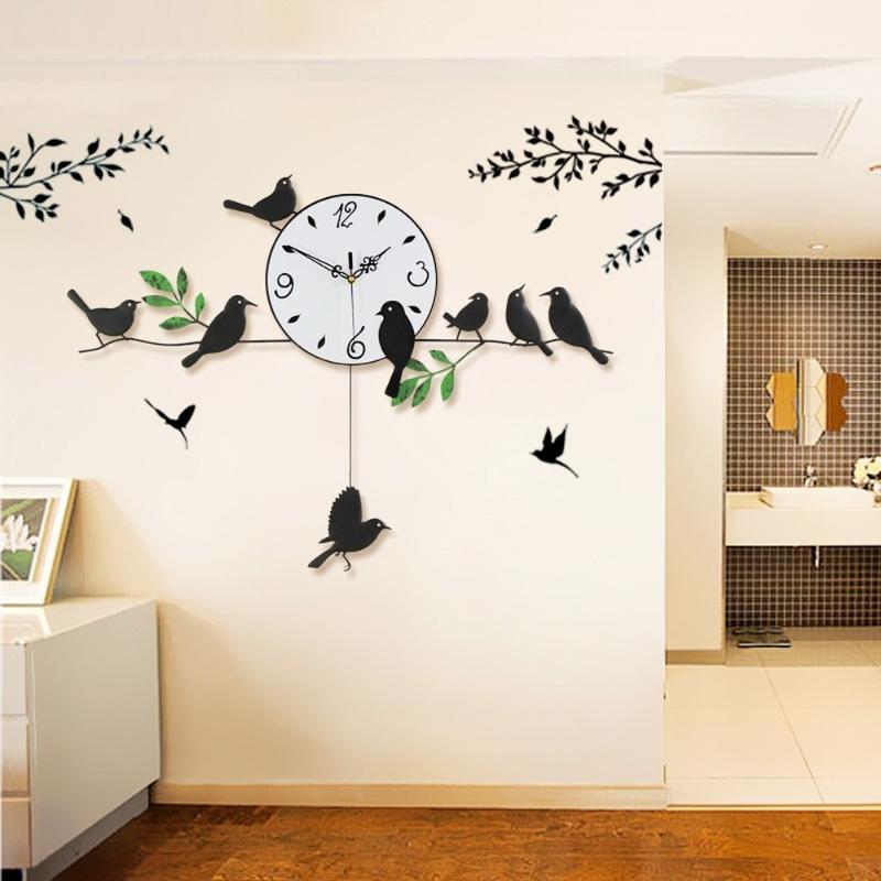 

The Wall Clock Home Decoration Quartz Clocks Painting Watch Morden Design Birds Unique Gift Craft Times Sweep wy10233