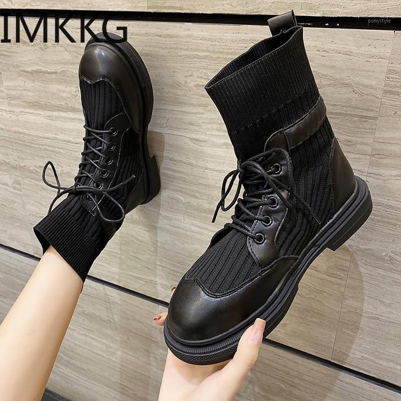 

Autumn Boots Women Shoes Woman Boots Fashion Round PU Ankle 2020 Winter Elastic Black Comfortable1