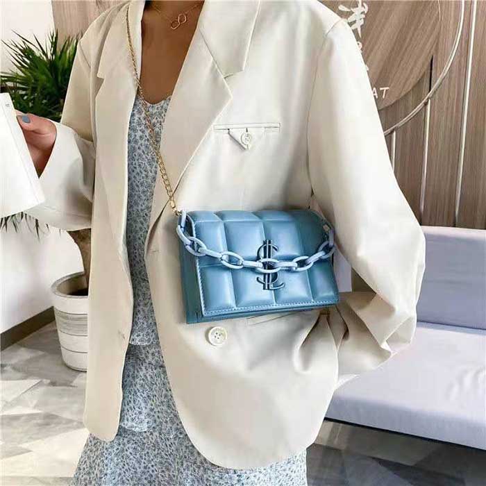 

HBP new high quality ladies fashion shoulder bag classic leather plastic chain 1000, Blue