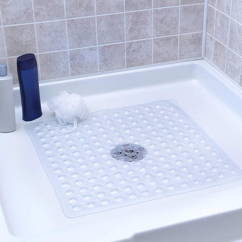 

Suction Cups Odorless Protect Eco Friendly Non Slip Square Shower Mat Practical Anti Mould Firm Flexible Tensile Resistance