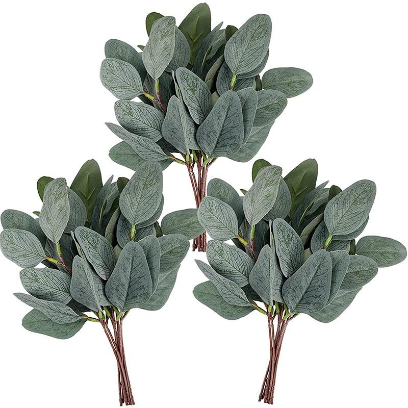 

20PCS Artificial Eucalyptus Leaf Stem Short Silver Dollar Artificial Eucalyptus Branch Green Plant Floral Wedding