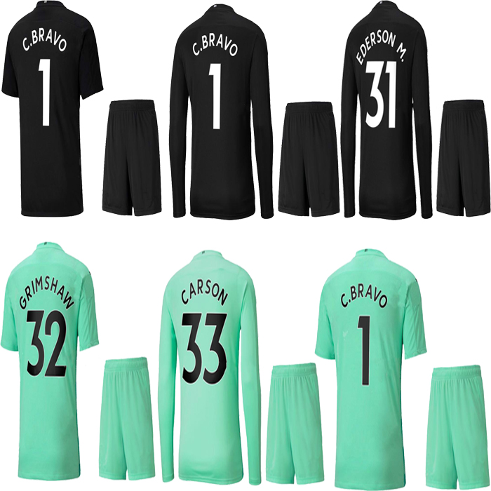 

Top qualit !Goalkeeper Full MAN football shirt 2020 2021 C.BRAVO GRIMSHAW Men kits Camiseta City 20 21 soccer jerseys maillot EDERSON M., Black
