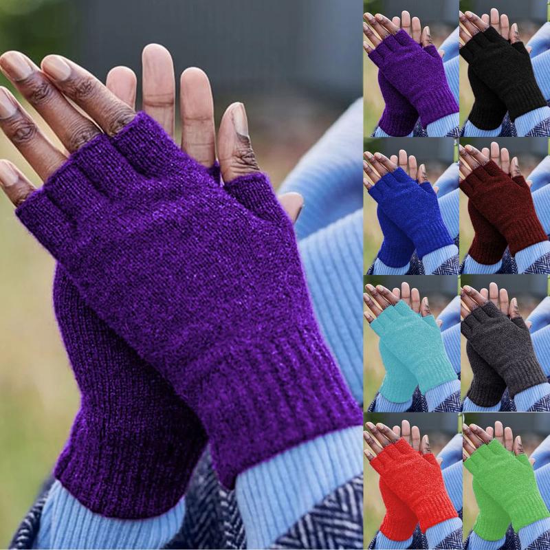 

Winter Gloves Fashion Knitted Arm Fingerless Winter Gloves Unisex Vintage Soft Warm Mitten High Quality Casual Women #T1P
