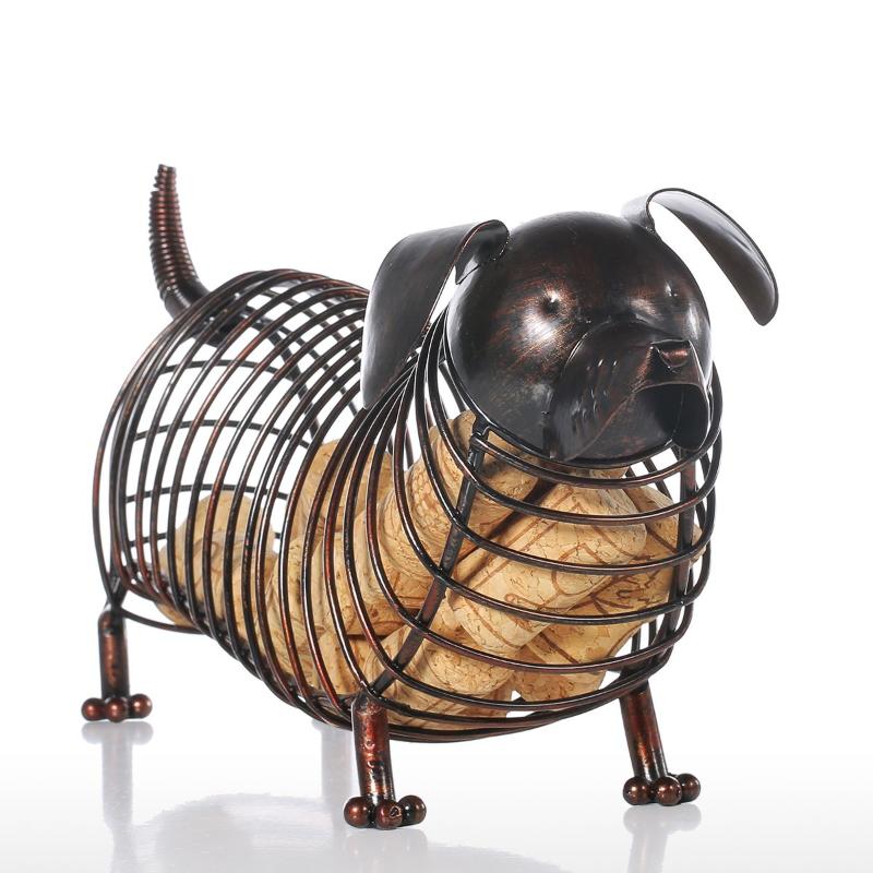 

Tooarts Dachshund Wine Cork Container Iron Craft Animal Ornament Gift, Brown, 13.8 * 4.7 * 5.9inches
