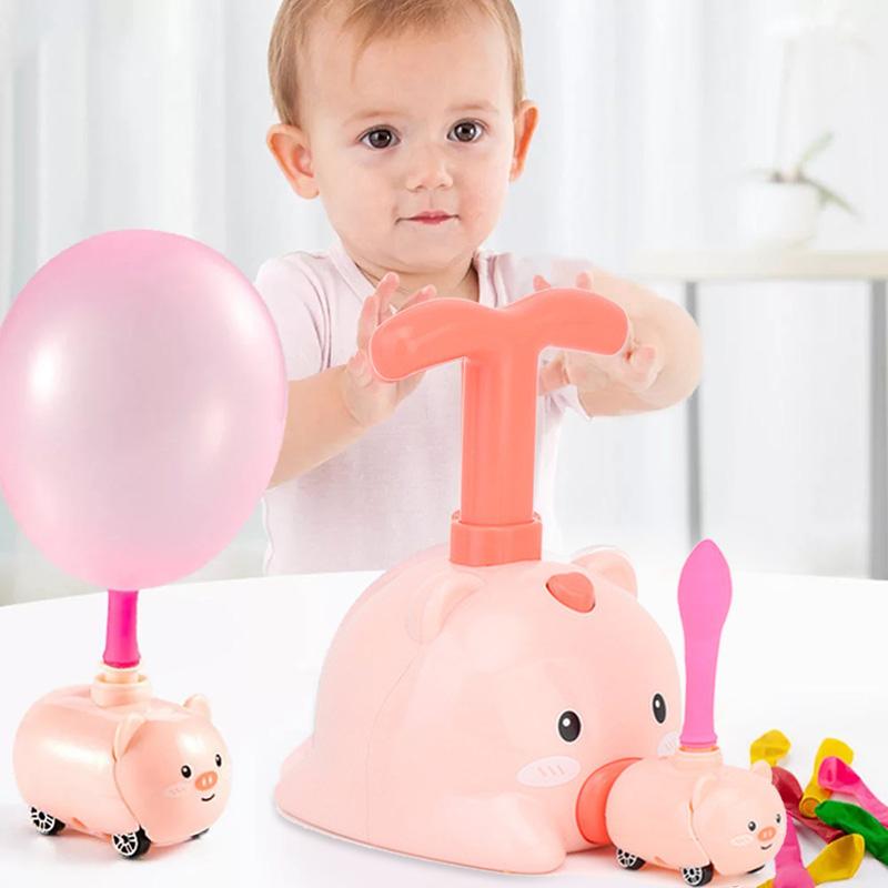 

Cartoon Piggy Air Powered Car Balloon Powered Toy Car Children Science Experiment Kindergarten Puzzle Boys And Girls 889