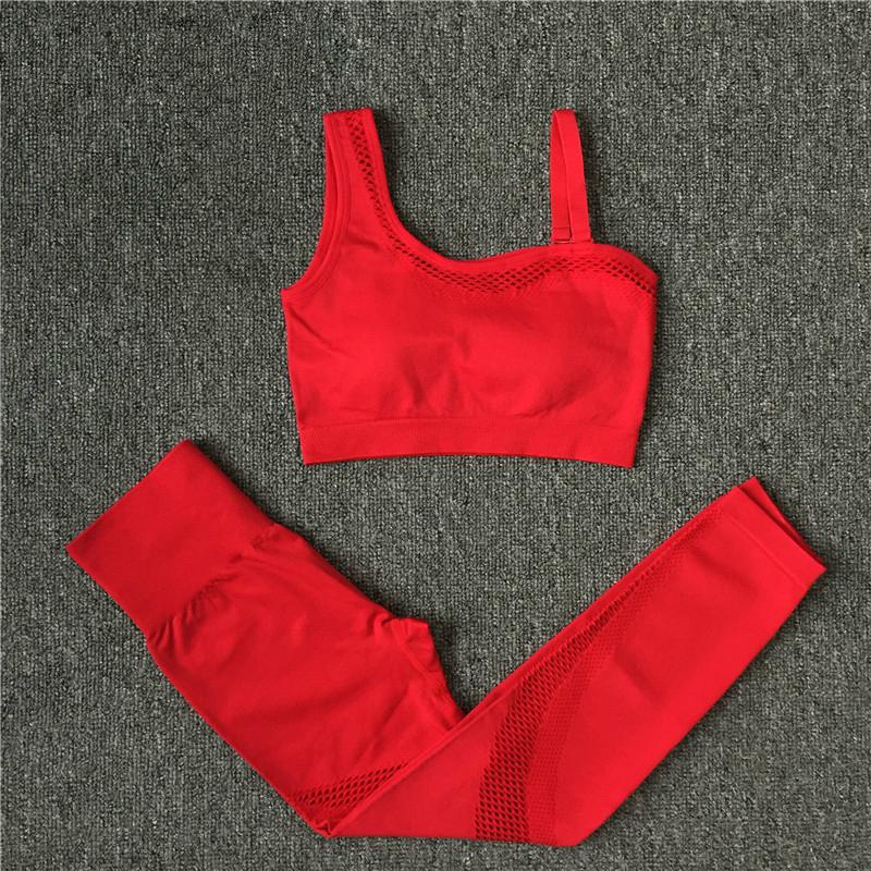 

Gym Yoga Set Women Sleeveless Workout Clothing 2PCS Sports Bra Suit Hollow Crop Tank Top High Waist Fitness Leggings Sportswear, 0318bv purple bra