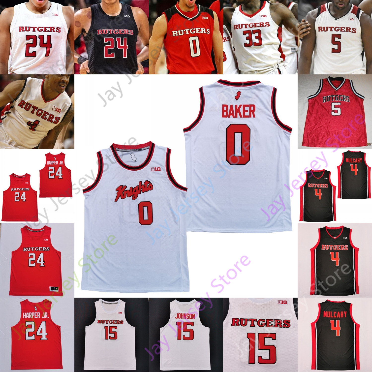 

Rutgers Scarlet Knights Basketball Jersey NCAA College Ron Harper Jr. Geo Baker Akwasi Yeboah Myles Johnson Caleb McConnell Mathis Young, Red i