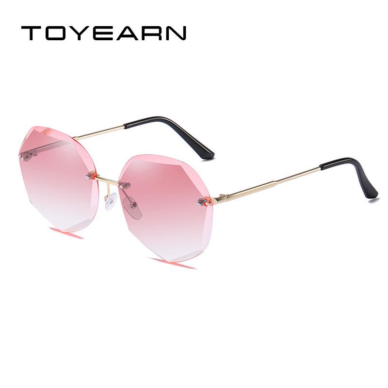

2020 Fashion Brand Design Rimless Oversized Sunglasses Women Vintage Lady Cutting Lens Gradient Round Sun Glasses For Female, White;black