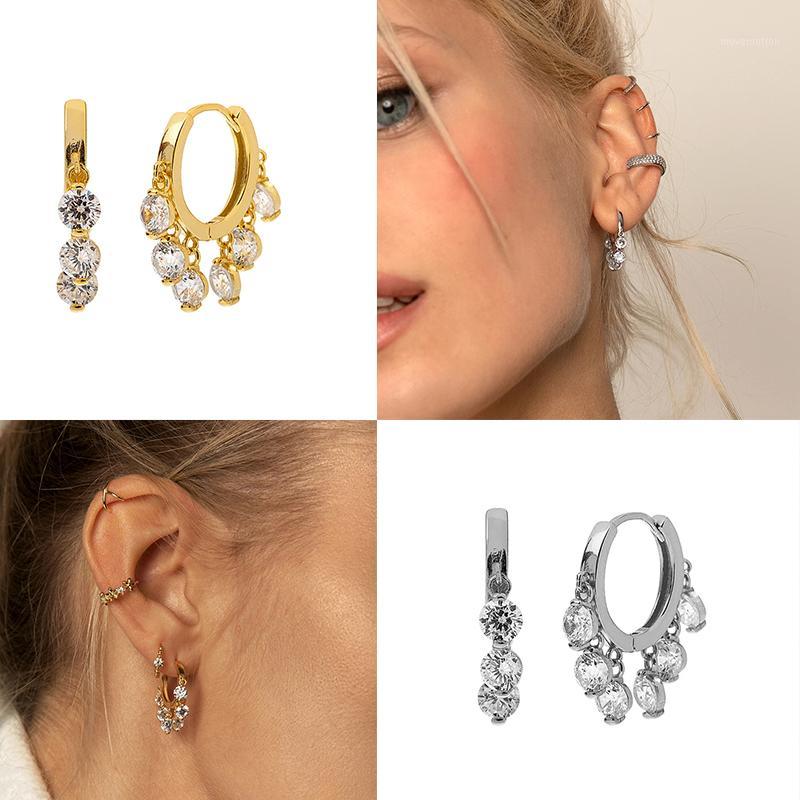 

Luxury Sparkling Solid 925 Sterling Silver Hanging Pendientes Hoop Earrings Fine Jewelry For Lovers' Couples Party Engagement1