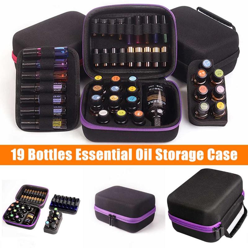 

19 Bottles Essential Oil Case 5/10/15ML Perfume Oil Essential Box Travel Portable Carrying Holder Nail Polish Storage Bag