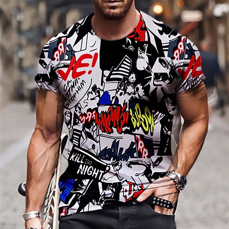 Men's Unisex Tee T shirt Shirt 3D Print Graphic Prints Graffiti Crew Neck Daily Holiday Print Short Sleeve Tops Casual Designer Big and Tall Bl