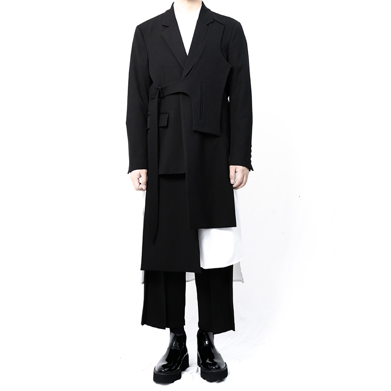 

2021 New S-6xl!! Men Blazer Average Length Asymmetrical Black Suit PPDR