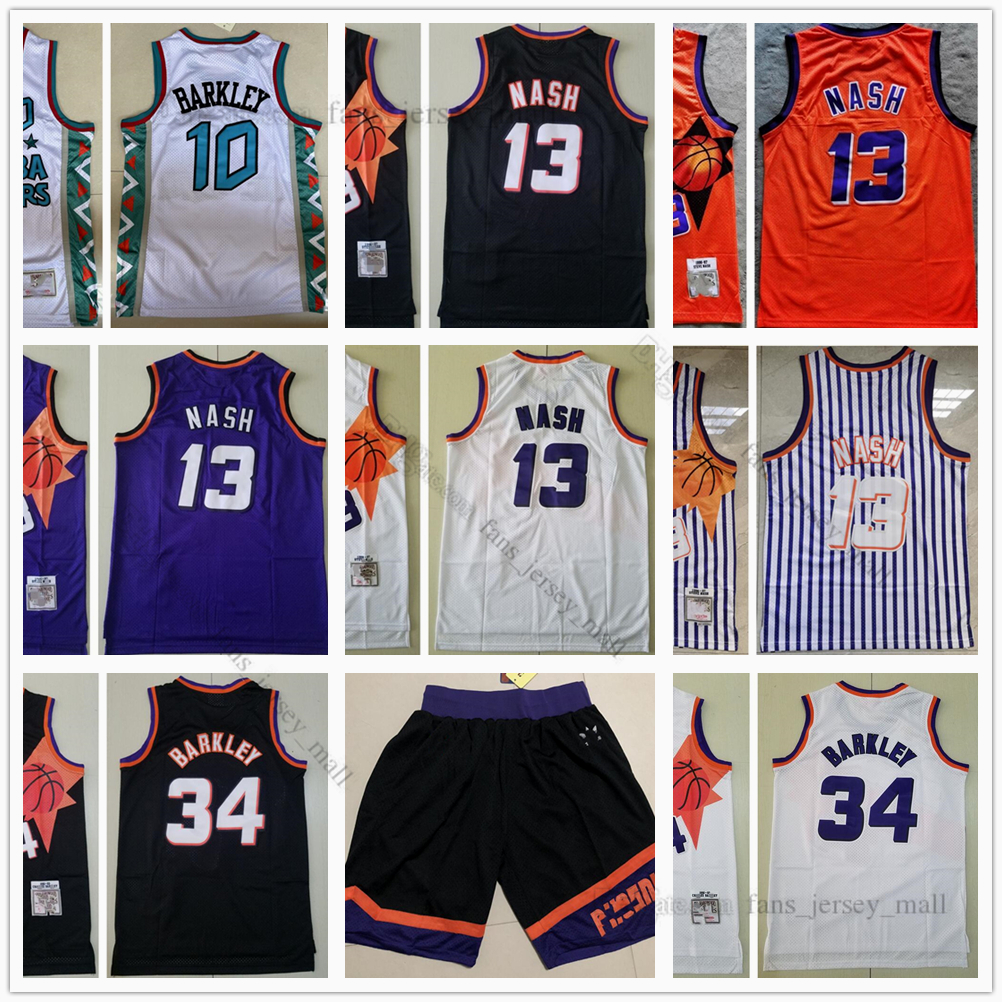 

Retro Mitchell Ness Jersey Basketball 13 Steve 34 Charles Nash Barkley Jerseys Shorts Stitched White Orange Black Purple 92-93 96-97, Same as picture