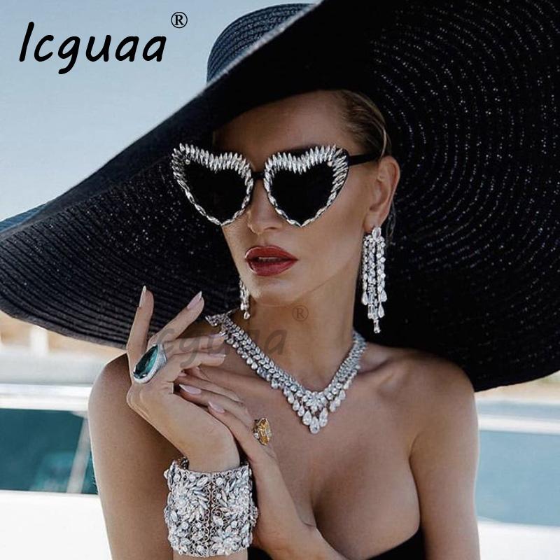 

Luxury Diamond Sunglasses Sexy Cat eye Triangle Sun Glasses Handmade Party lunette de soleil