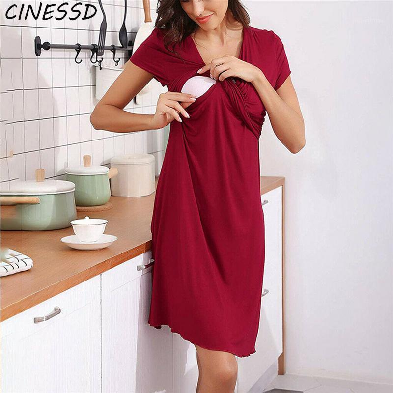 

2020 New Summer Women Pregnant Maternity Nursing Dress Breastfeeding Short Sleeve Maternity Dresses Casual Solid Pregnancy Dress1, Black