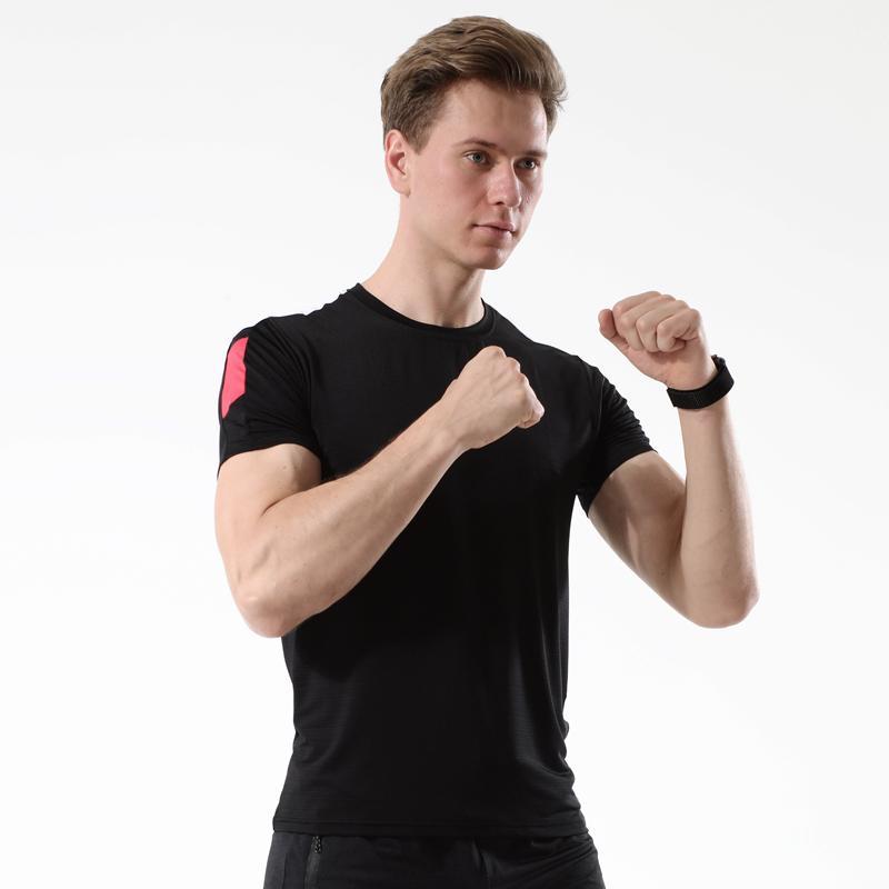 

2020 Men Running Breathable t shirt Gym Fitness Workout Training Short sleeve T-shirts Male Jogging Slim Quick dry Tee Tops Man1, 8004 white shirts