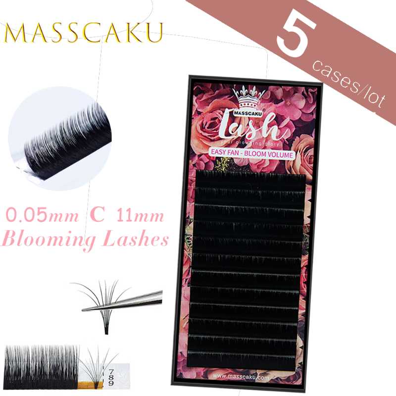 

MASSCAKU 1second Blooming Easy Auto Fanning Natural Blossom Volume Lashes Matte Synthetic MINK Individual Eyelash Extension