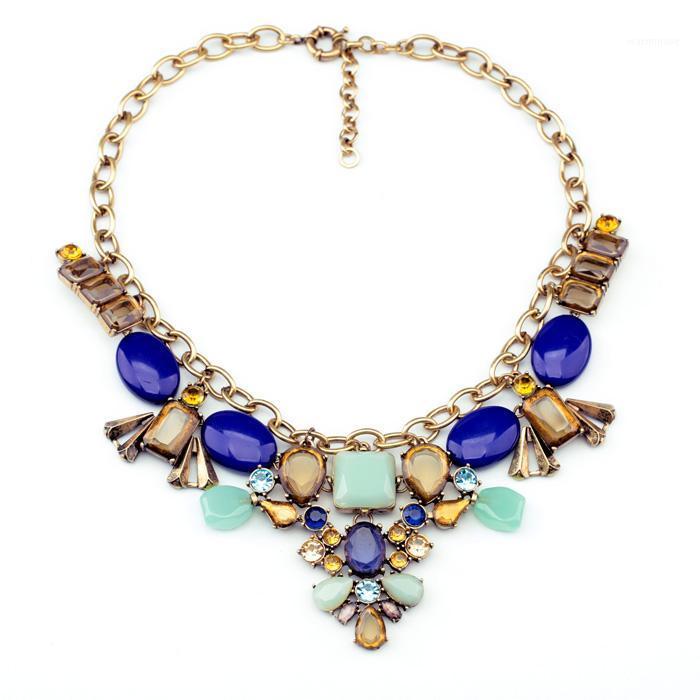 

fashion accessories women's multi-colored flower statement maxi necklace1