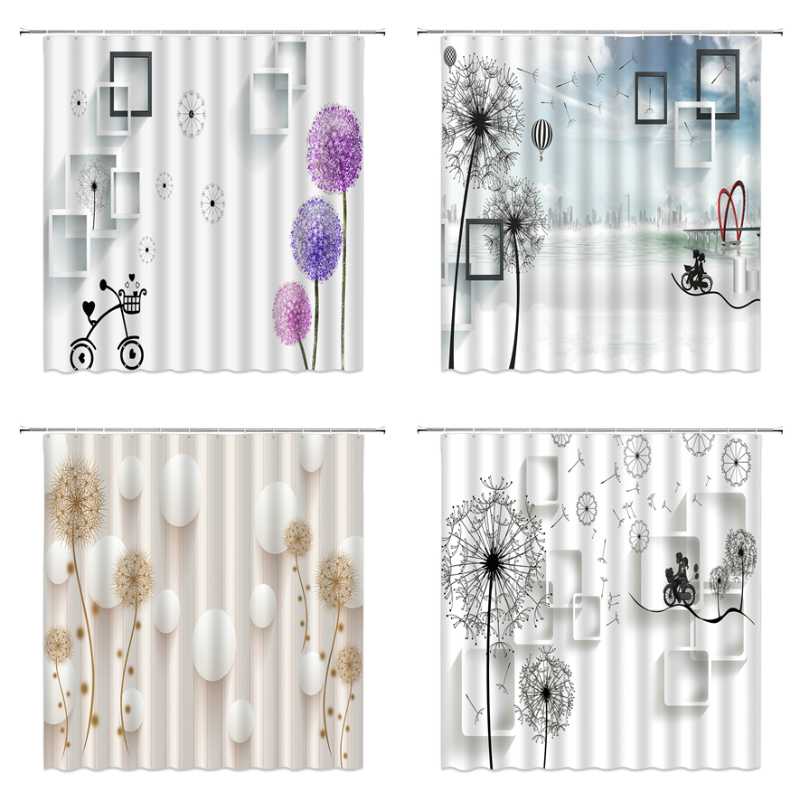 

Shower Curtains Flower Dandelion Red Rose Green Plants Small Fresh Bathroom Curtain Frabic 3D Waterproof Polyester With Hooks