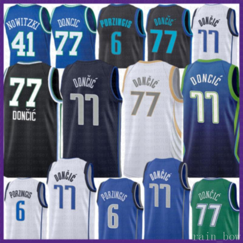 

2021 New Luka Basketball Jersey 77 Doncic Mens Kristaps 6 Porzingis Mesh Retro Dirk 41 Nowitzki Youth Kids Purple, Mens jersey fugu