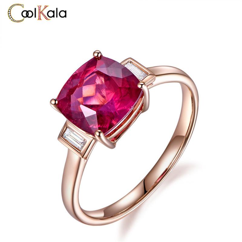 

Coolkala New Fashion Princess Square Rosette Red Tourmaline Open Ring for Women