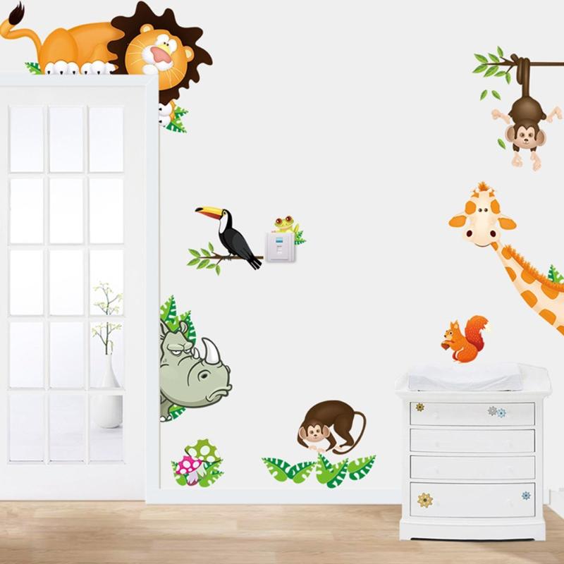

NEW Cute Animal Live in Your Home DIY Wall Stickers Jungle Forest Theme /Gifts for Children Kids Room Decor Sticker