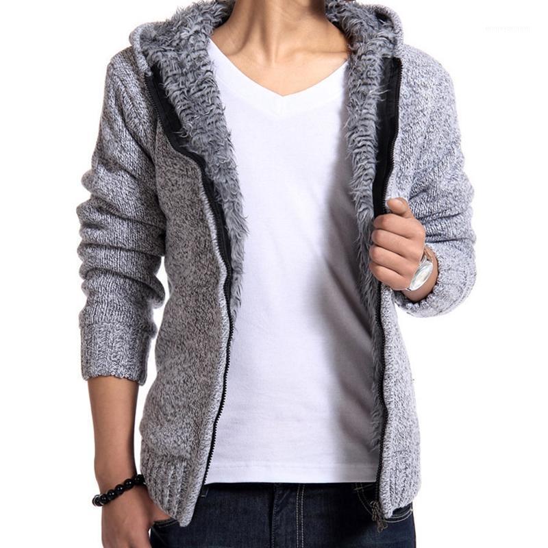 

Winter Warm Knitwear Overcoat Men's Plus Velvet Thick Sweater Tops Hommes Hooded Casual Knit Cardigan Sweaters Slim Fit Jackets1, Blue