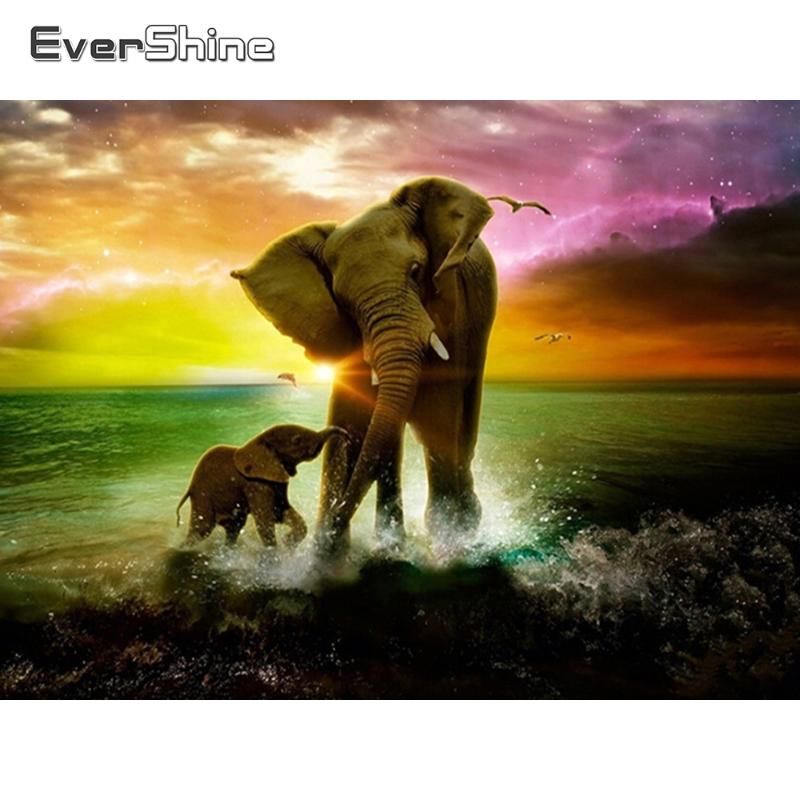 

EverShine Elephant Diamond Painting Full Square Cross Stitch Handwork Gift Bead Embroidery Kits Diamond Art Animals Home Decor