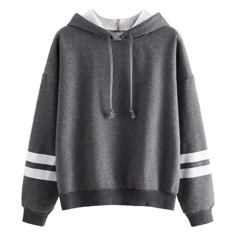 

Women Winter Basic Sweatshirt Hooded Stripe Cotton Sleeve Tops Blouse Fashion Sweatshirt Casual Long Sleeve Hoodie Hot, Blue