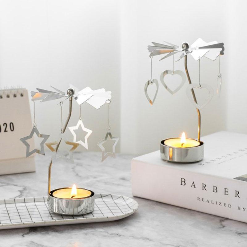 

Nordic Romantic Rotating Candlestick Table Decor Candlestick Merry Christmas Table Decor For Home Rotating Elk Angel Ornament