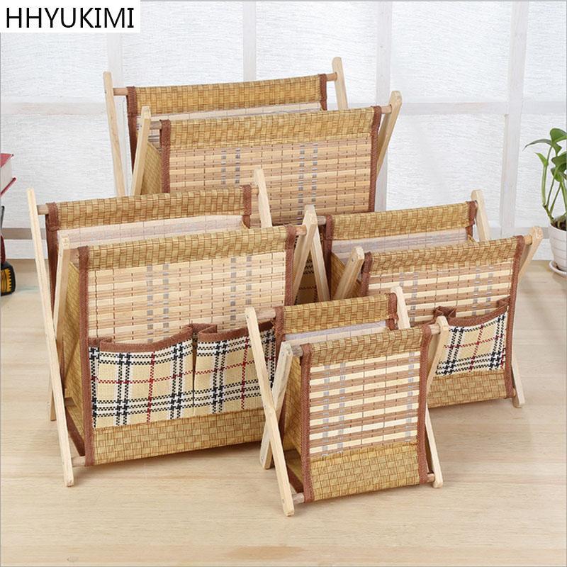

HHYUKIMI Wooden Home Office Desk Supplies Stationery Holder Shelves Bamboo Bag With Multi-functional Folding Storage Rack Shelf