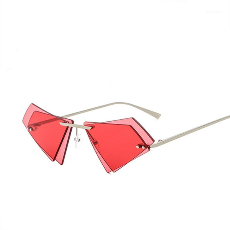 

Glasses Women Men Irregular Double Layer Triangular Sunglasses For Women Frame Eyewear Metal Legs Rimless Sun Glasses1