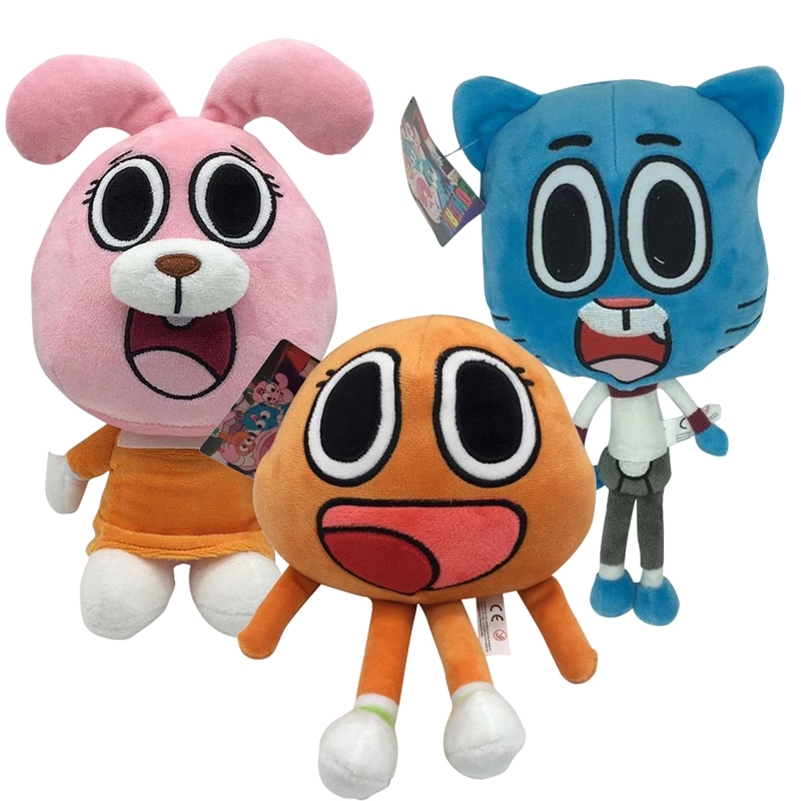 

3pcs Cute Cat Bunny Stuffed Toy Birthday Present Gifts For Children KidsCartoon Amazing World Gumball Darwin Anais Plush Doll 201212, 3pcs set