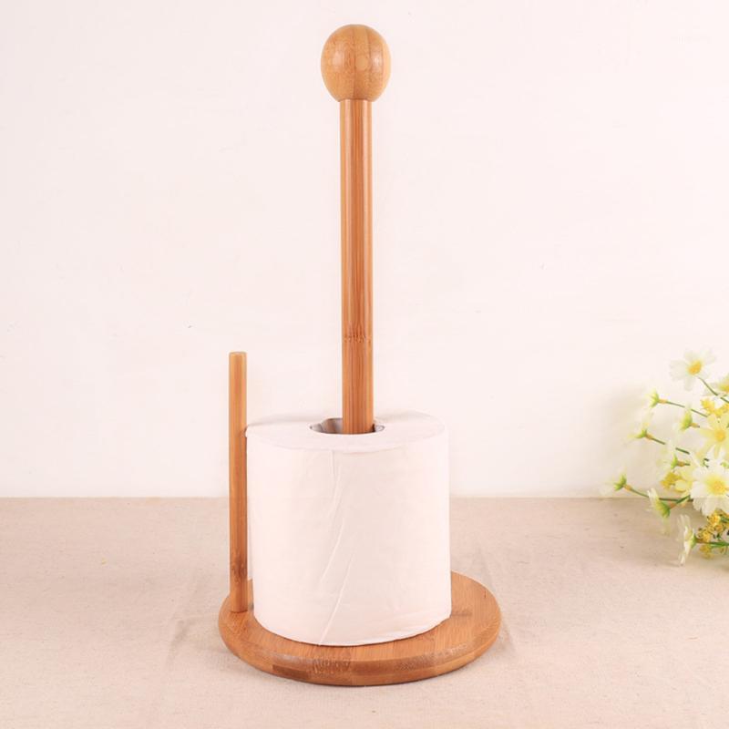 

Wholesale- Bamboo Wood Tissue Holder Vertical Roll Pole Paper Towel Holder fof Kitchen/Toilet Freestanding Kitchen Home Tool Free Shipping1