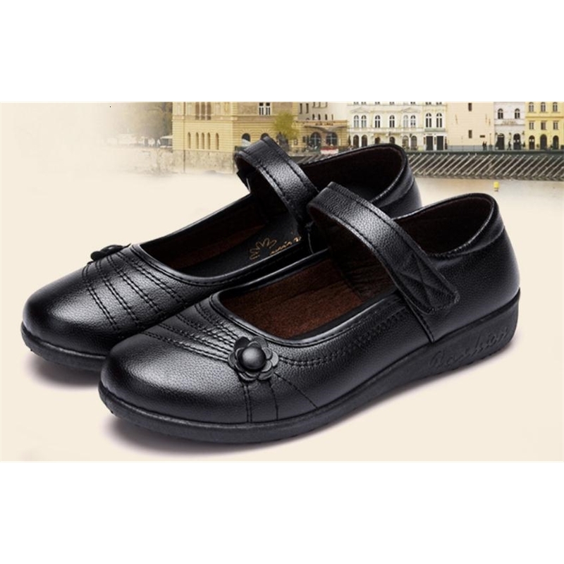 

2021 Women's Shoes in Spring and Autumn New Style Flat Bottom Round Head Grandma's Shoes@3106 HB7N, Black