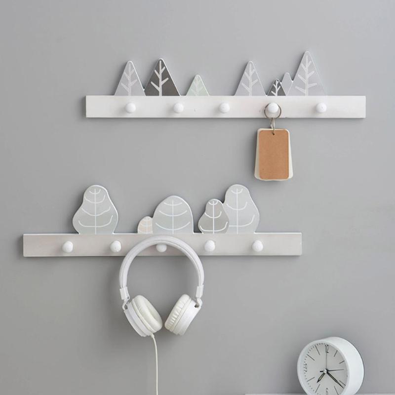 

House Decor Wood Cartoon Key Holder Wall Shelves Coat Rack Wall Hanging Shelf For Kids Room Decor Hanger Hooks Door Hanger