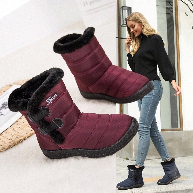 

Snow Boots Women Shoes Warm Plush Fur Ankle Boots Winter Female Slip On Flat Casual Shoes Waterproof Ultralight Footwear #jZ7E, Black