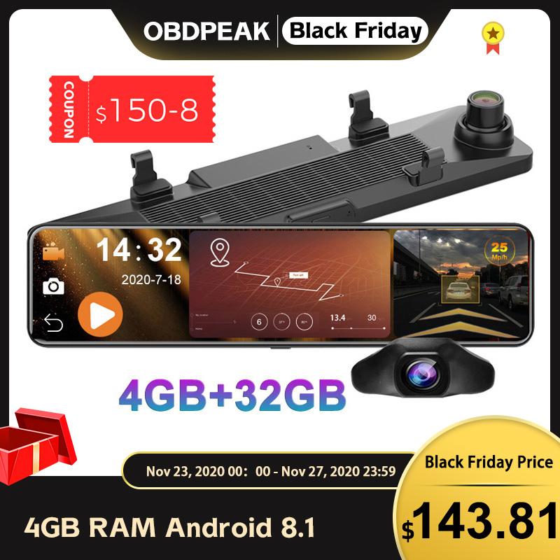 

Android 8.1 4G+32G 4G 12 Inch Car Rearview Mirror Stream Media GPS Navi Dash Cam Dual 1080P Camera Car Dvr ADAS Super Night