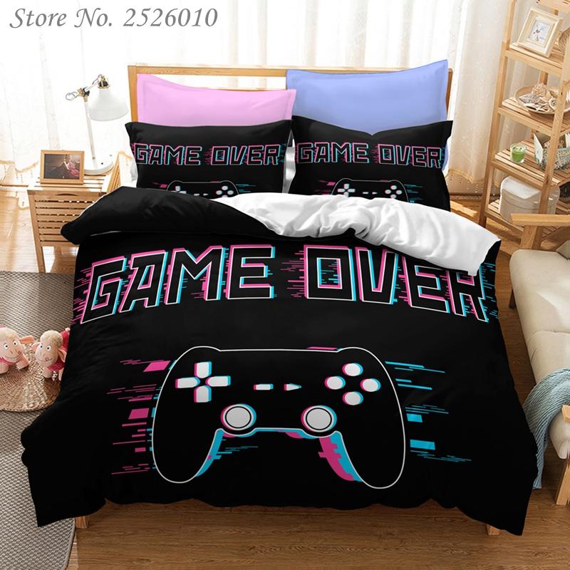

Gamer Controller Print Bedding Set Game Over 3D Character Duvet Cover Set with Pillowcase  Full Queen King Bedclothes
