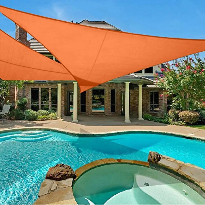 

un Shade Sail Uv Top Outdoor Canopy Patio Lawn Triangle Beige Tan Desert Sand Sun umbrella for Swimming pool