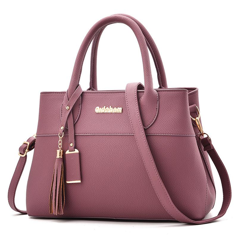 

Women's bag 2021 new shoulder bag PU leather handbag women shoulder messenger personality mom middle-aged women, Black