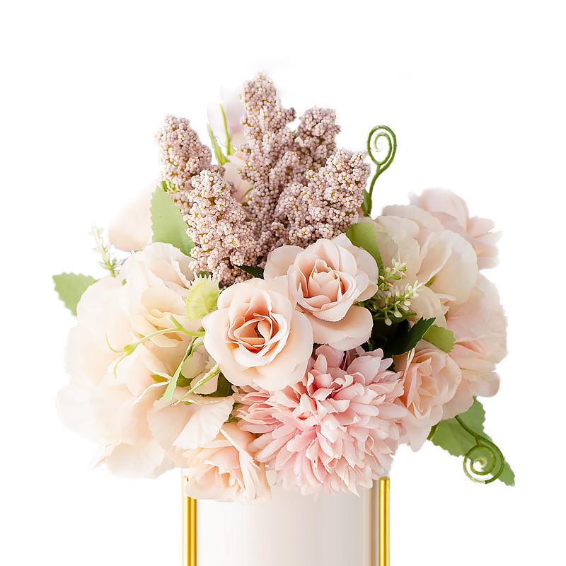 

NEW 13 Floral Mixes Bouquet Fleurs Artificielles Pour Le Mariage 22cm Length Flowers And Leaves Artificial Flowers High Quality